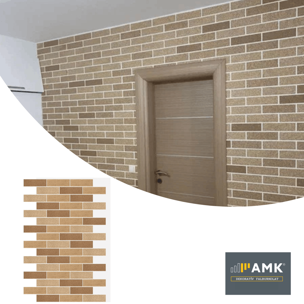 AMK téglamintás falburkolat MIX-100 homokbarna mix beltéri falon