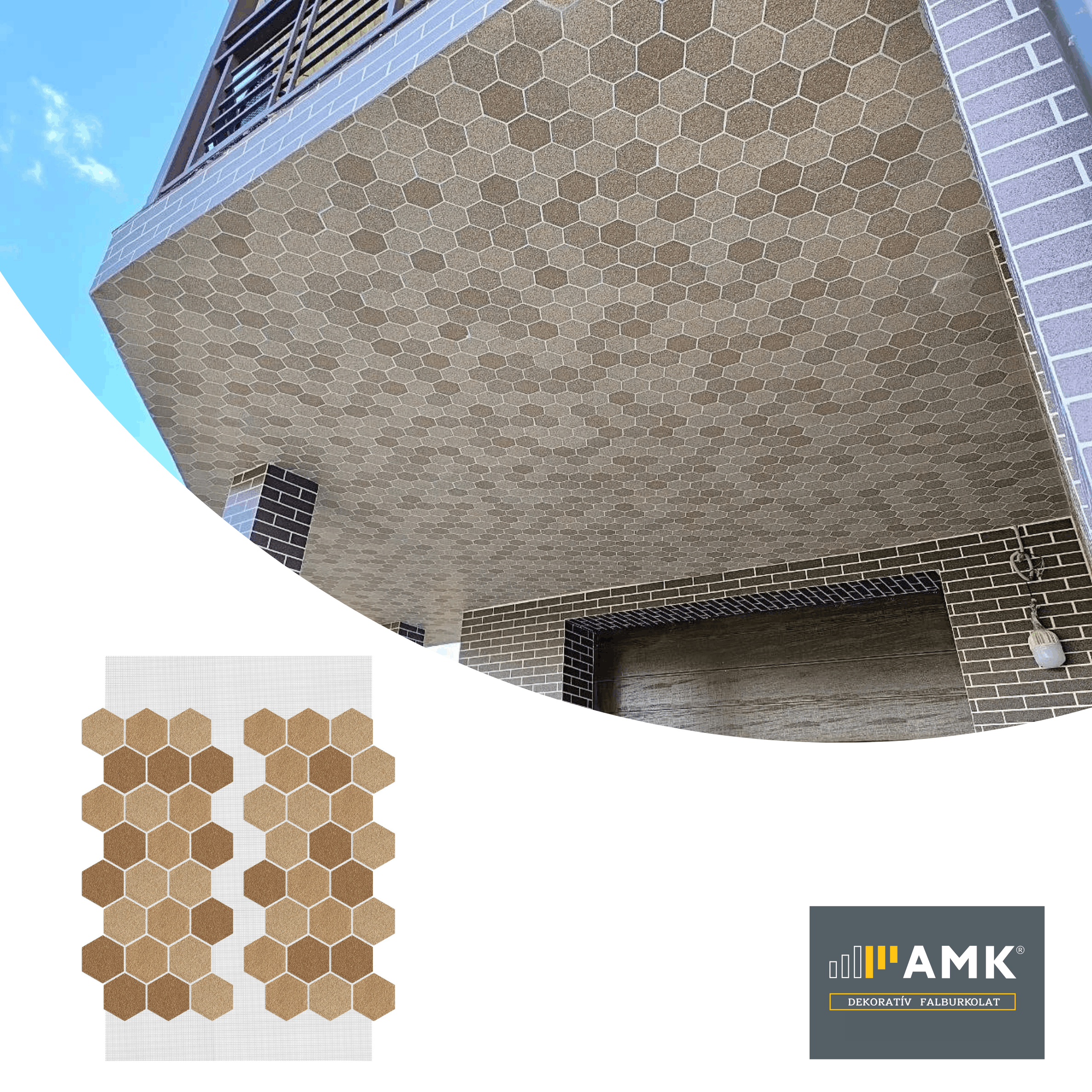 AMK - homokbarna-mix méhsejt mintás falburkolat HC-100