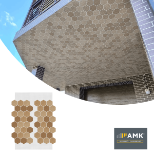 AMK HC-100 homokbarna mix méhsejtmintás falburkolat bemutatóképe