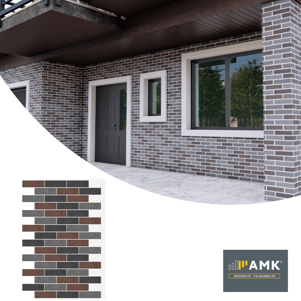 AMK MIX-322 barna-szürke mix téglamintás falburkolat bemutatóképe